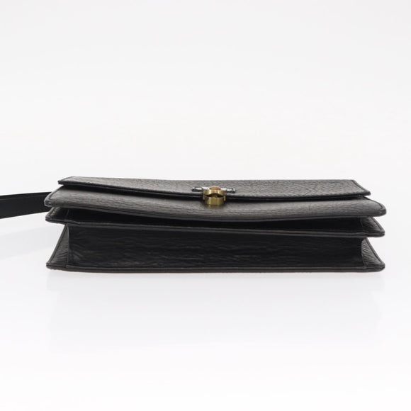 Burberrys Clutch Bag Leather 2 Set Black Gold Auth bs31437
