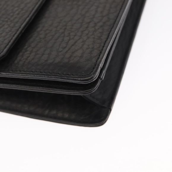 Burberrys Clutch Bag Leather 2 Set Black Gold Auth bs31437