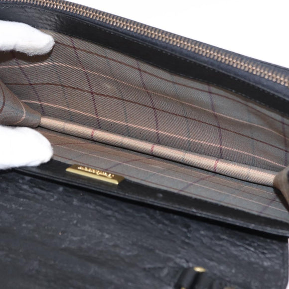 Burberrys Clutch Bag Leather 2 Set Black Gold Auth bs31437