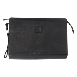 Burberrys Clutch Bag Leather 2 Set Black Gold Auth bs31437 - 0