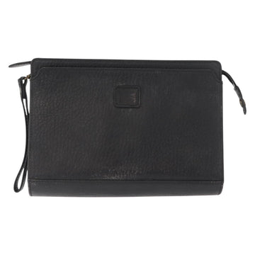 Burberrys Clutch Bag Leather 2 Set Black Gold Auth bs31437 - 0