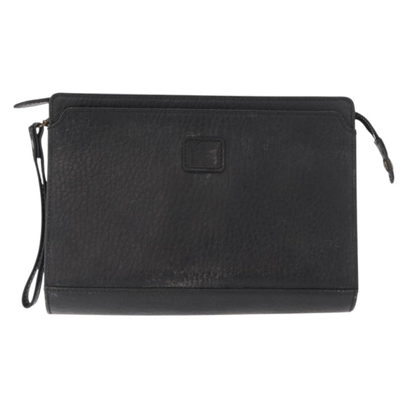 Burberrys Clutch Bag Leather 2 Set Black Gold Auth bs31437