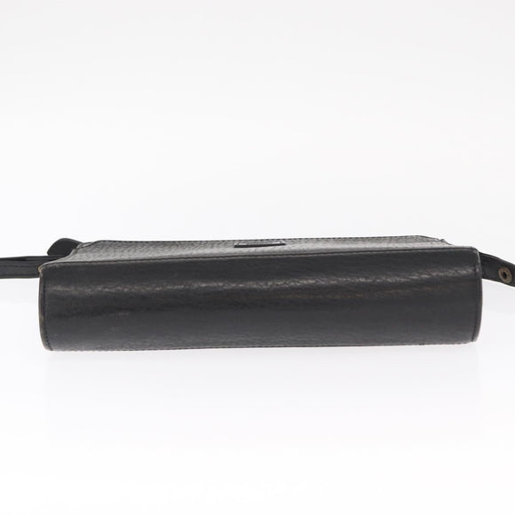 Burberrys Clutch Bag Leather 2 Set Black Gold Auth bs31437