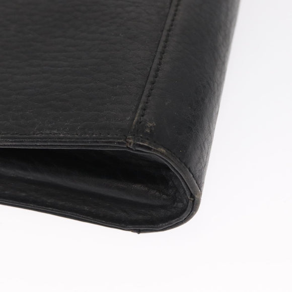 Burberrys Clutch Bag Leather 2 Set Black Gold Auth bs31437