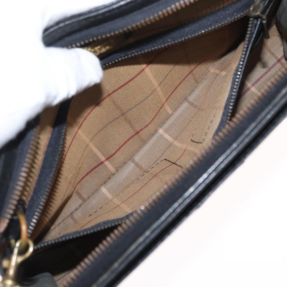 Burberrys Clutch Bag Leather 2 Set Black Gold Auth bs31437