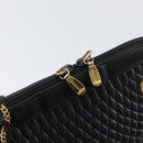 BALLY Quilted Chain Shoulder Bag Leather Black Gold Auth bs31440-9
