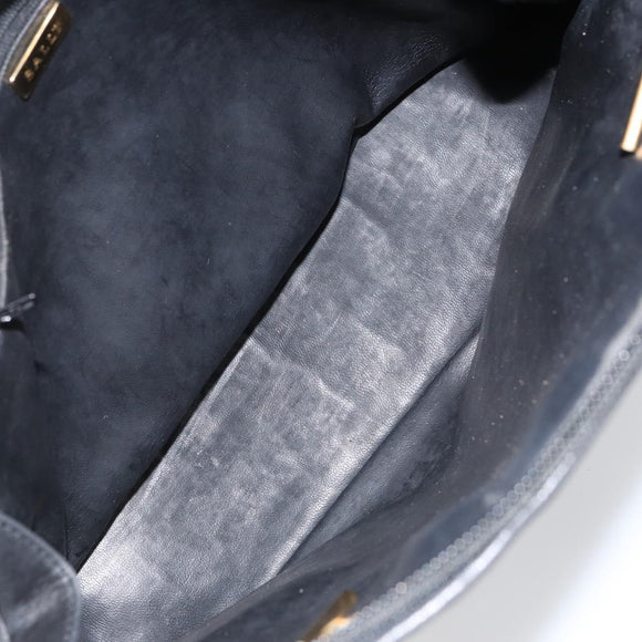 BALLY Quilted Chain Shoulder Bag Leather Black Gold Auth bs31440