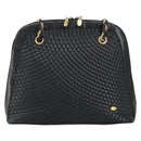 BALLY Quilted Chain Shoulder Bag Leather Black Gold Auth bs31440-13
