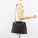BALLY Quilted Chain Shoulder Bag Leather Black Gold Auth bs31440-24