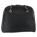 BALLY Quilted Chain Shoulder Bag Leather Black Gold Auth bs31440-2