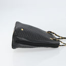 BALLY Quilted Chain Shoulder Bag Leather Black Gold Auth bs31440-3