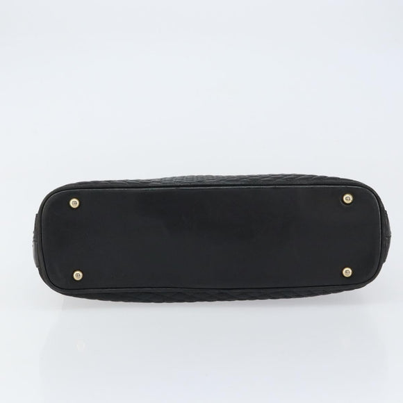 BALLY Quilted Chain Shoulder Bag Leather Black Gold Auth bs31440