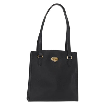 VALENTINO Shoulder Bag Leather Black Gold Auth bs31441