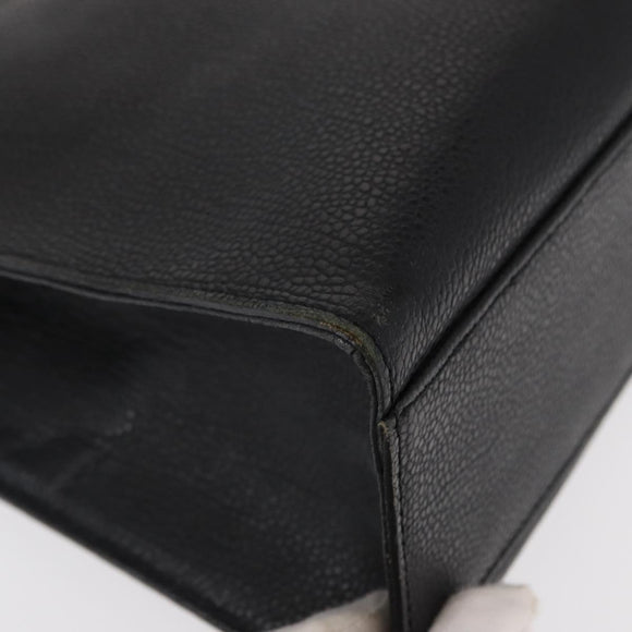 VALENTINO Shoulder Bag Leather Black Gold Auth bs31441