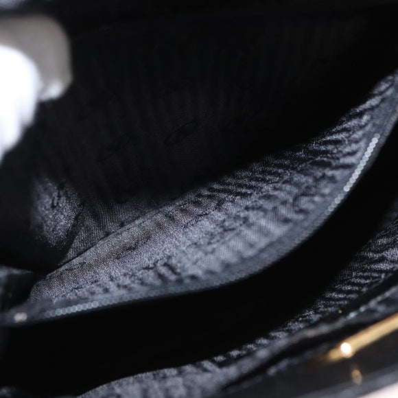 VALENTINO Shoulder Bag Leather Black Gold Auth bs31441