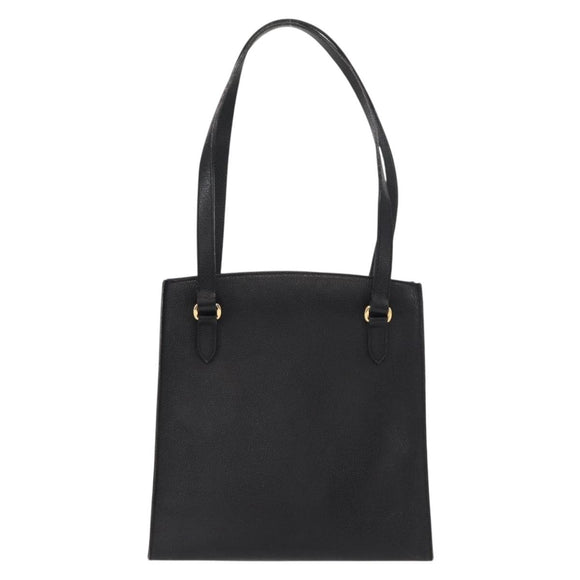 VALENTINO Shoulder Bag Leather Black Gold Auth bs31441