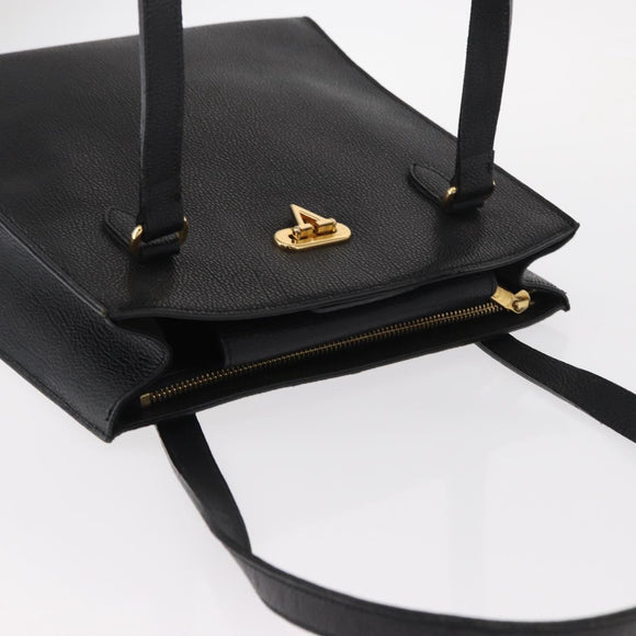 VALENTINO Shoulder Bag Leather Black Gold Auth bs31441