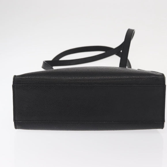 VALENTINO Shoulder Bag Leather Black Gold Auth bs31441