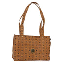 MCM Logogram Vicetos Tote Bag PVC Leather Brown Gold Auth bs31442-1