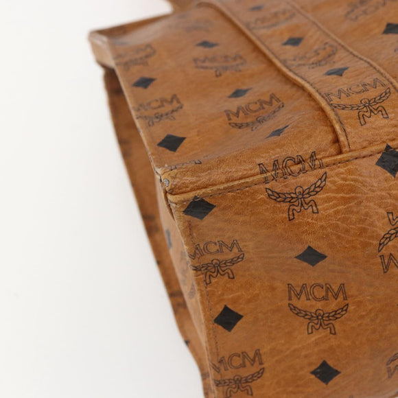 MCM Logogram Vicetos Tote Bag PVC Leather Brown Gold Auth bs31442