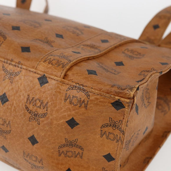 MCM Logogram Vicetos Tote Bag PVC Leather Brown Gold Auth bs31442
