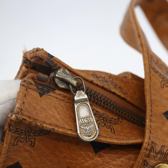 MCM Logogram Vicetos Tote Bag PVC Leather Brown Gold Auth bs31442