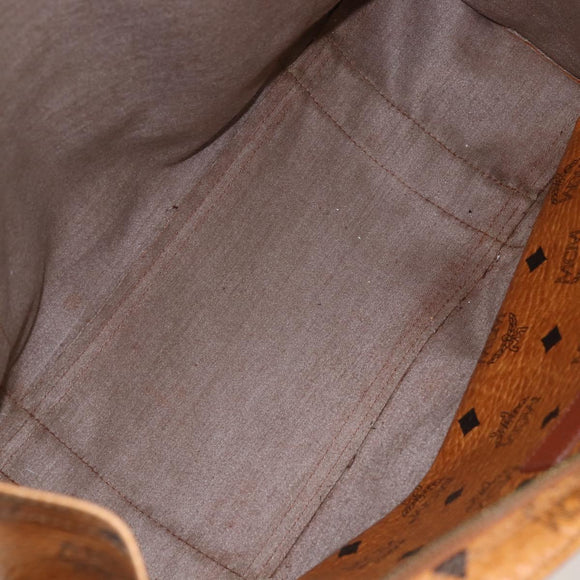 MCM Logogram Vicetos Tote Bag PVC Leather Brown Gold Auth bs31442