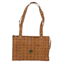 MCM Logogram Vicetos Tote Bag PVC Leather Brown Gold Auth bs31442-2