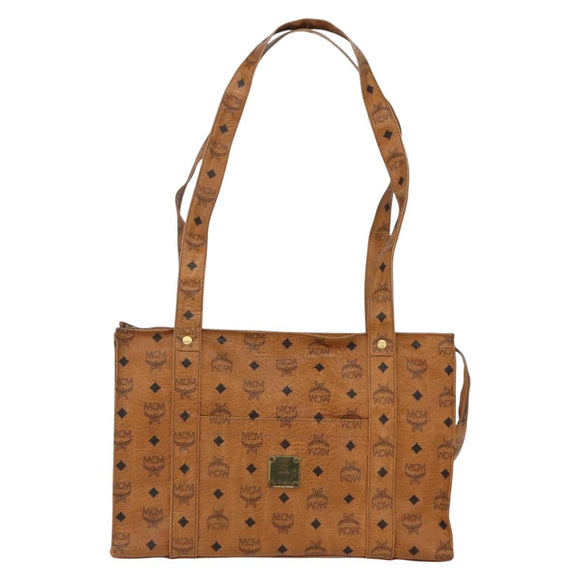 MCM Logogram Vicetos Tote Bag PVC Leather Brown Gold Auth bs31442