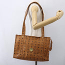MCM Logogram Vicetos Tote Bag PVC Leather Brown Gold Auth bs31442-22