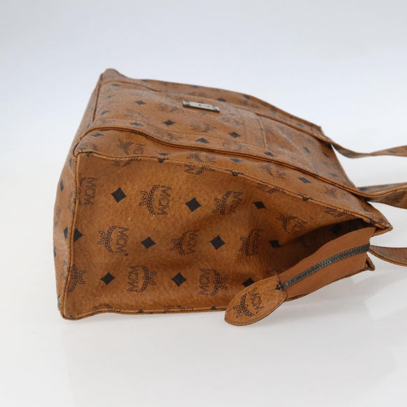 MCM Logogram Vicetos Tote Bag PVC Leather Brown Gold Auth bs31442