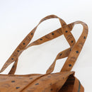 MCM Logogram Vicetos Tote Bag PVC Leather Brown Gold Auth bs31442-8