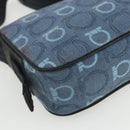 Salvatore Ferragamo Gancini Shoulder Bag Canvas Blue Gold Auth bs31443-16