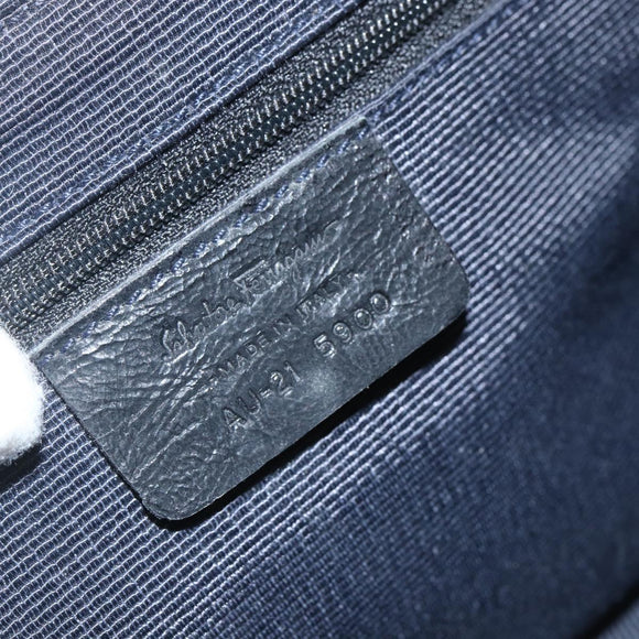 Salvatore Ferragamo Gancini Shoulder Bag Canvas Blue Gold Auth bs31443