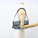 Salvatore Ferragamo Gancini Shoulder Bag Canvas Blue Gold Auth bs31443-21