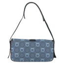 Salvatore Ferragamo Gancini Shoulder Bag Canvas Blue Gold Auth bs31443-2