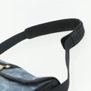Salvatore Ferragamo Gancini Shoulder Bag Canvas Blue Gold Auth bs31443-8