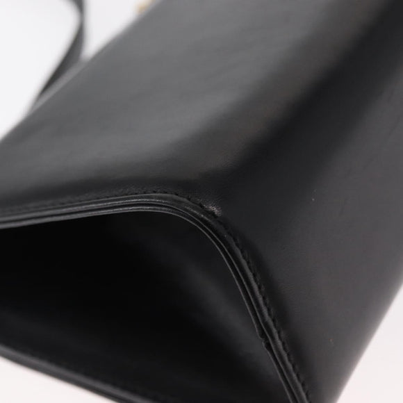 Salvatore Ferragamo Gancini Shoulder Bag Leather Black Gold Auth bs31444