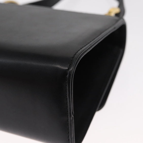 Salvatore Ferragamo Gancini Shoulder Bag Leather Black Gold Auth bs31444