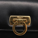 Salvatore Ferragamo Gancini Shoulder Bag Leather Black Gold Auth bs31444-14