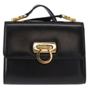 Salvatore Ferragamo Gancini Shoulder Bag Leather Black Gold Auth bs31444-2