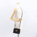 Salvatore Ferragamo Gancini Shoulder Bag Leather Black Gold Auth bs31444-21
