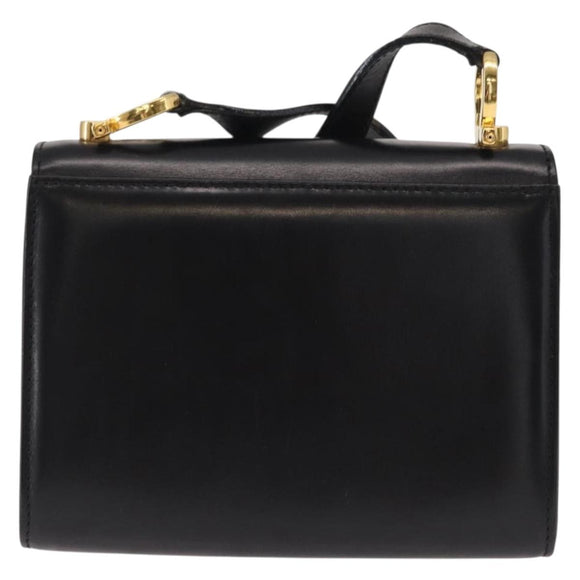 Salvatore Ferragamo Gancini Shoulder Bag Leather Black Gold Auth bs31444