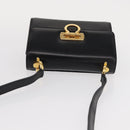 Salvatore Ferragamo Gancini Shoulder Bag Leather Black Gold Auth bs31444-6