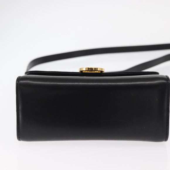 Salvatore Ferragamo Gancini Shoulder Bag Leather Black Gold Auth bs31444
