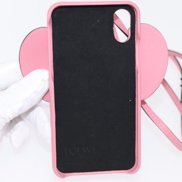LOEWE iPhone Case Leather Pink Auth bs31447