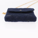 CHANEL Mini Matelasse Chain Pouch Cotton Navy Gold CC Auth bs31449-5