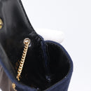 CHANEL Mini Matelasse Chain Pouch Cotton Navy Gold CC Auth bs31449-20