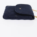CHANEL Mini Matelasse Chain Pouch Cotton Navy Gold CC Auth bs31449-3