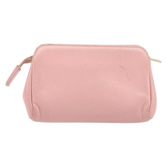CHANEL COCO Mark Pouch Caviar Skin Pink Gold CC Auth bs31452